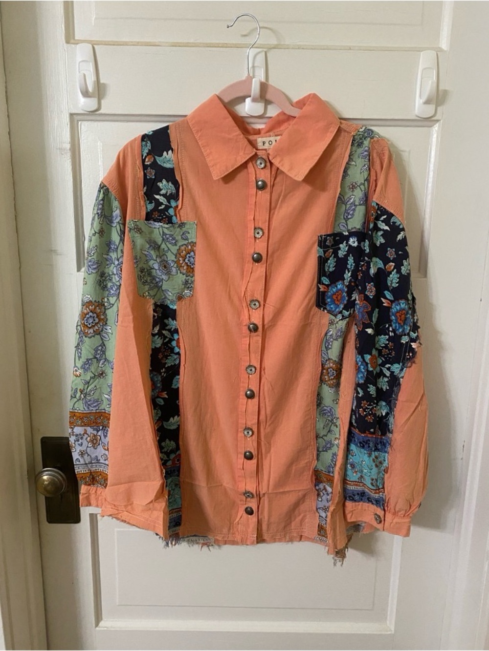 POL Boho Patchwork Button-Down Shirt - Picture 8 of 8